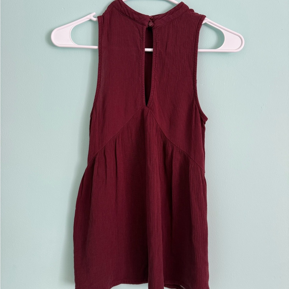 Sleeveless Burgundy Top